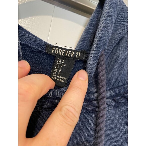 Vtg Y2K Forever 21 Womens Distressed Cropped Hoodie Size S Grunge Indie Punk 90s - Picture 8 of 13
